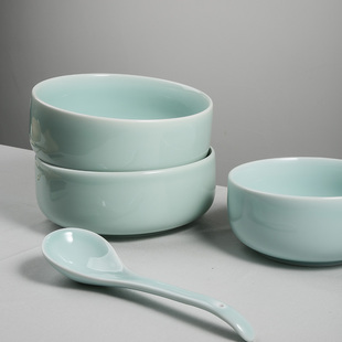 青瓷餐具大号汤碗中式家用6寸面碗简约纯色泡面日式陶瓷大碗菜碗