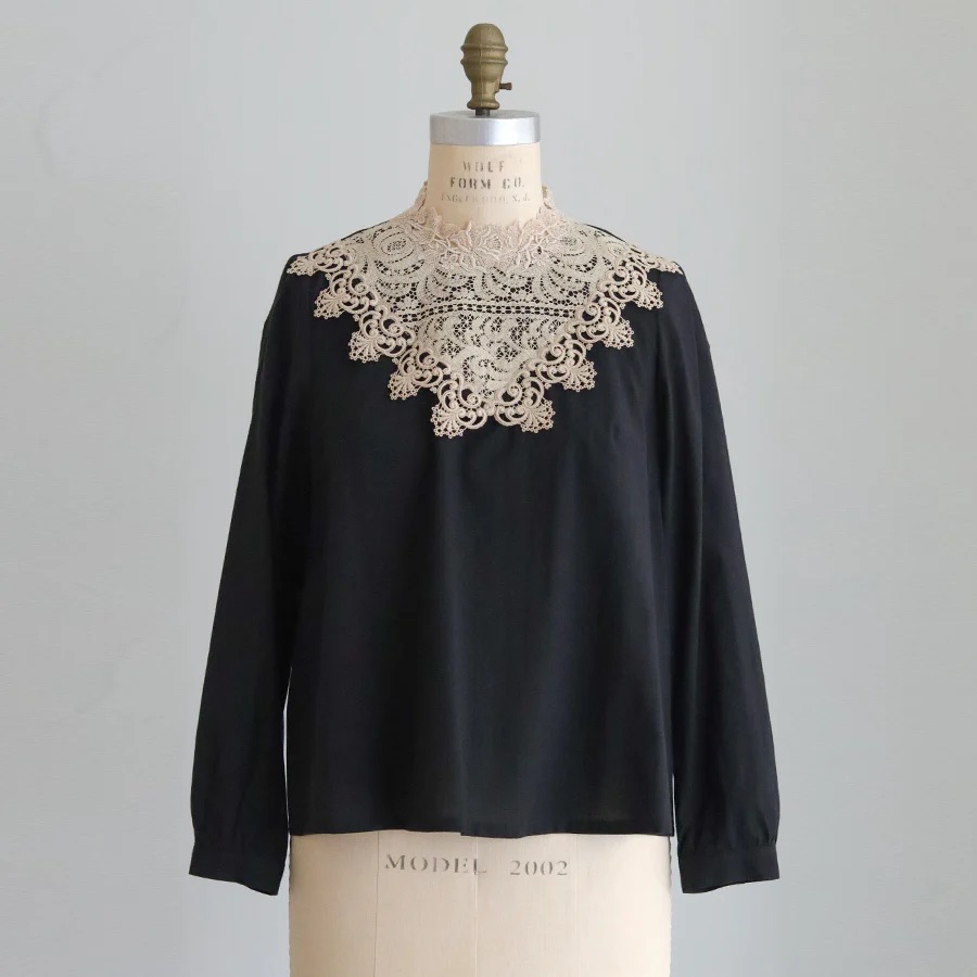 全棉重磅蕾丝立领衬衫