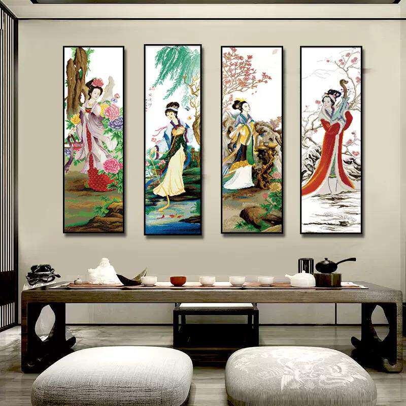 印图十字绣套件四大美女古典人物新款客厅简约现代手工绣线刺绣