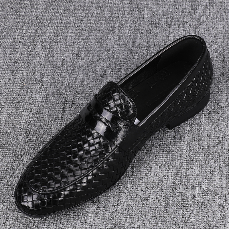 韩国专柜春夏男新款豆豆鞋英伦真皮编织透气一脚蹬时尚潮流乐福鞋