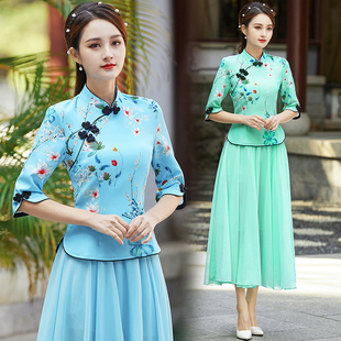 中国风女装汉服唐装改良民国旗袍上衣女2026夏季新款中式立领茶服