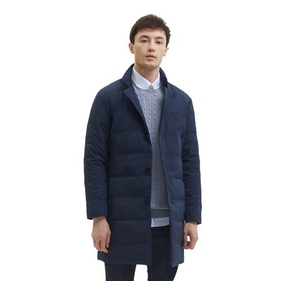大卫山西服领风衣款羽绒服男士中长款保暖鸭绒商务休闲潮外套冬秋