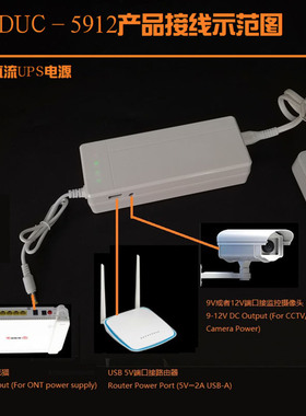 监控ups不间断电源220v转5v9v12v2a30W续航应急电源6000mAh锂电池