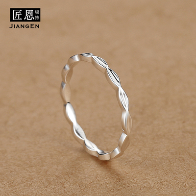 999足银戒指女士纯银闭口