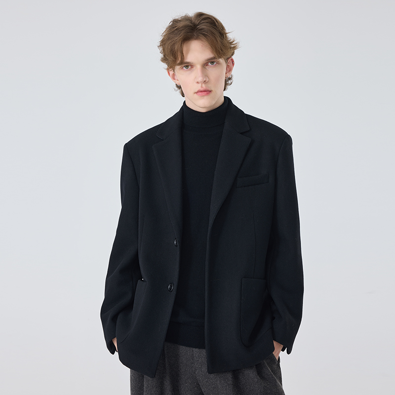 休闲简约毛呢西装外套