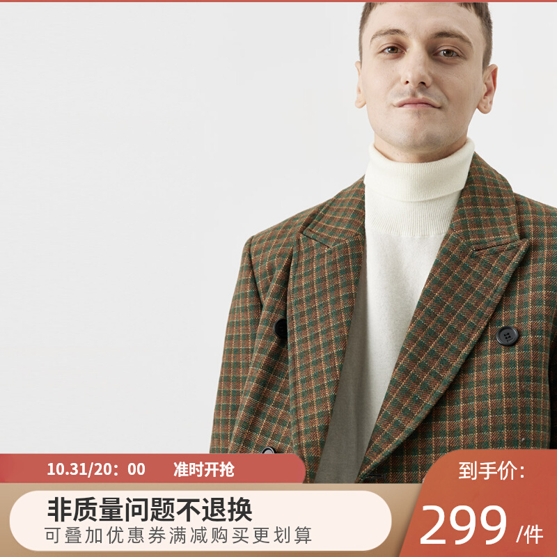 春季原创设计复古小西装男士格子小香风个性宽松西服上衣外套男