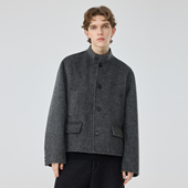 双面短款 休闲简约宽松立领复古外套 设计款 羊毛骆驼绒男士 大衣冬季