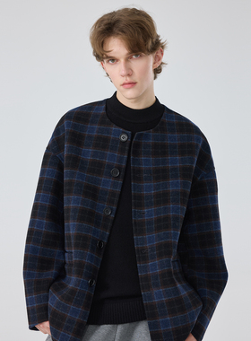 双面呢羊毛夹克男士羊绒韩版潮手工大衣加厚秋冬季呢子短款外套男