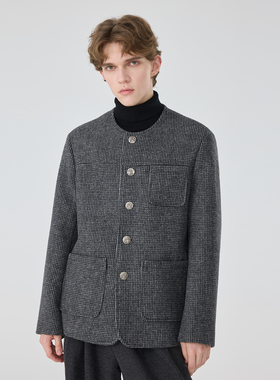 冬季新款小香风夹克外套男士原创设计师款休闲时尚短款大衣男上衣