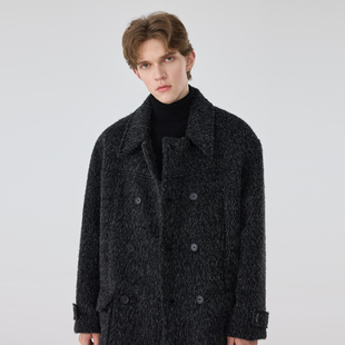 休闲宽松含羊毛呢料大衣男 毛呢大衣男加厚潮保暖中长款 冬季 中长款