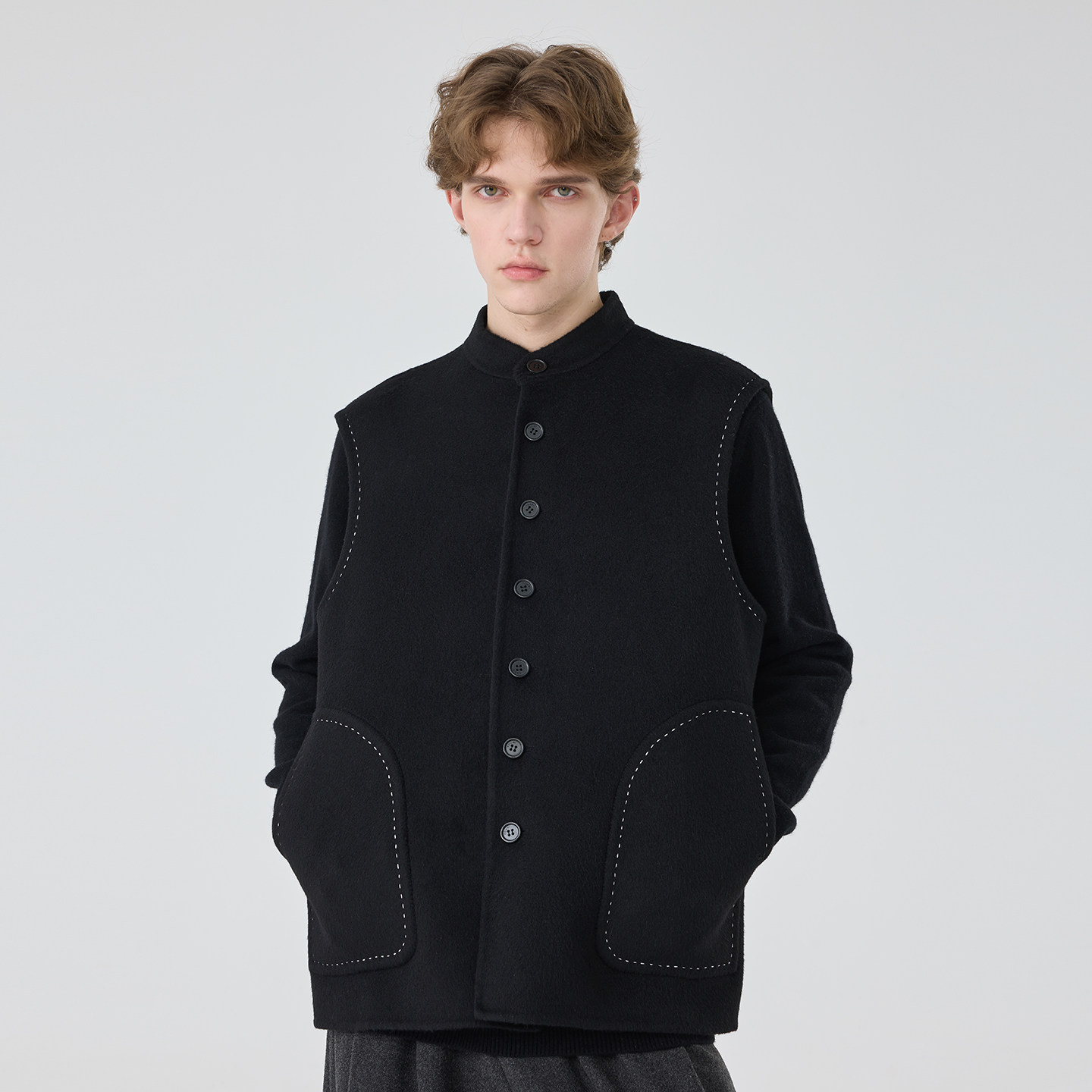 秋冬原创设计男士时尚宽松羊毛骆驼绒马甲宽松休闲男坎肩潮流,男装,毛呢大衣,淘宝优惠券,粉丝福利购,淘宝优惠卷