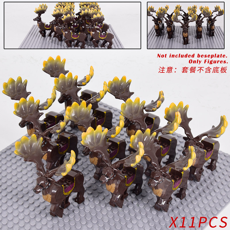 兼容乐高小颗粒积木精灵王坐骑雪橇麋鹿摆件儿童圣诞玩具礼物卡通