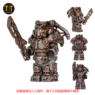 辐射动力盔甲装甲军事战损小人仔X01积木模型手办轻机枪玩具T51