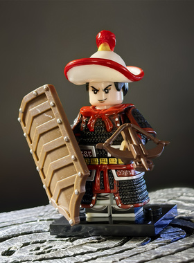南宋士兵武穆岳飞第三方古代人仔人物将士盔装甲人仔男孩积木玩具