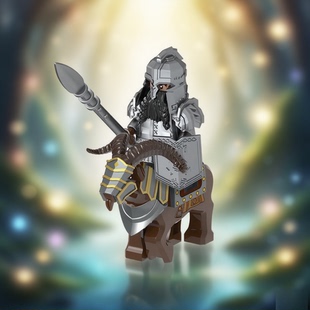 古代中世纪魔戒指环王矮人山羊野猪骑兵坐骑士兵小人仔拼装积木