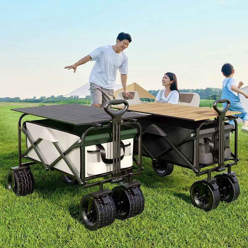 露营推车可折叠户外手推野餐车便携营地拖车拉杆多功能野营摆摊车