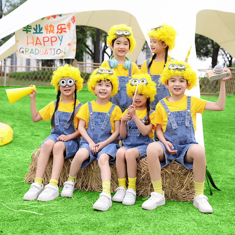 小黄人cosplay演出服幼儿园毕业季拍照牛仔背带裤六一儿童表演服