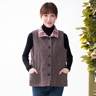 背心马夹妈妈装 保暖女款 CF2151R1 纯棉毛呢马甲时尚 富木春秋新款