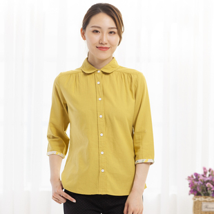 衬衫 纯色女衬衣妈妈装 百搭女装 346E9 上衣大码 富木春夏七分袖