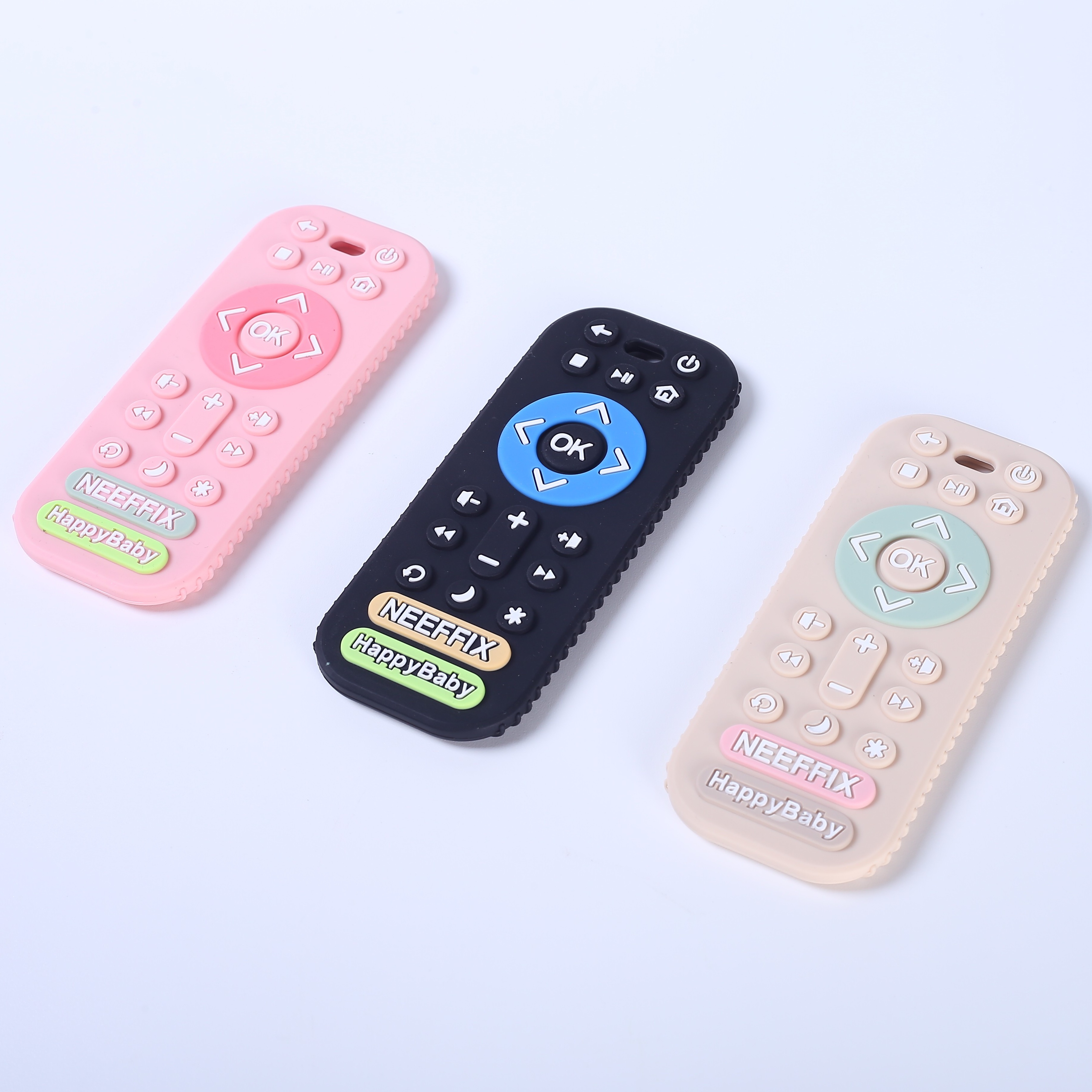 遥控器牙胶婴儿硅胶磨牙棒小月龄4个月6宝宝口欲期可啃咬安抚玩具