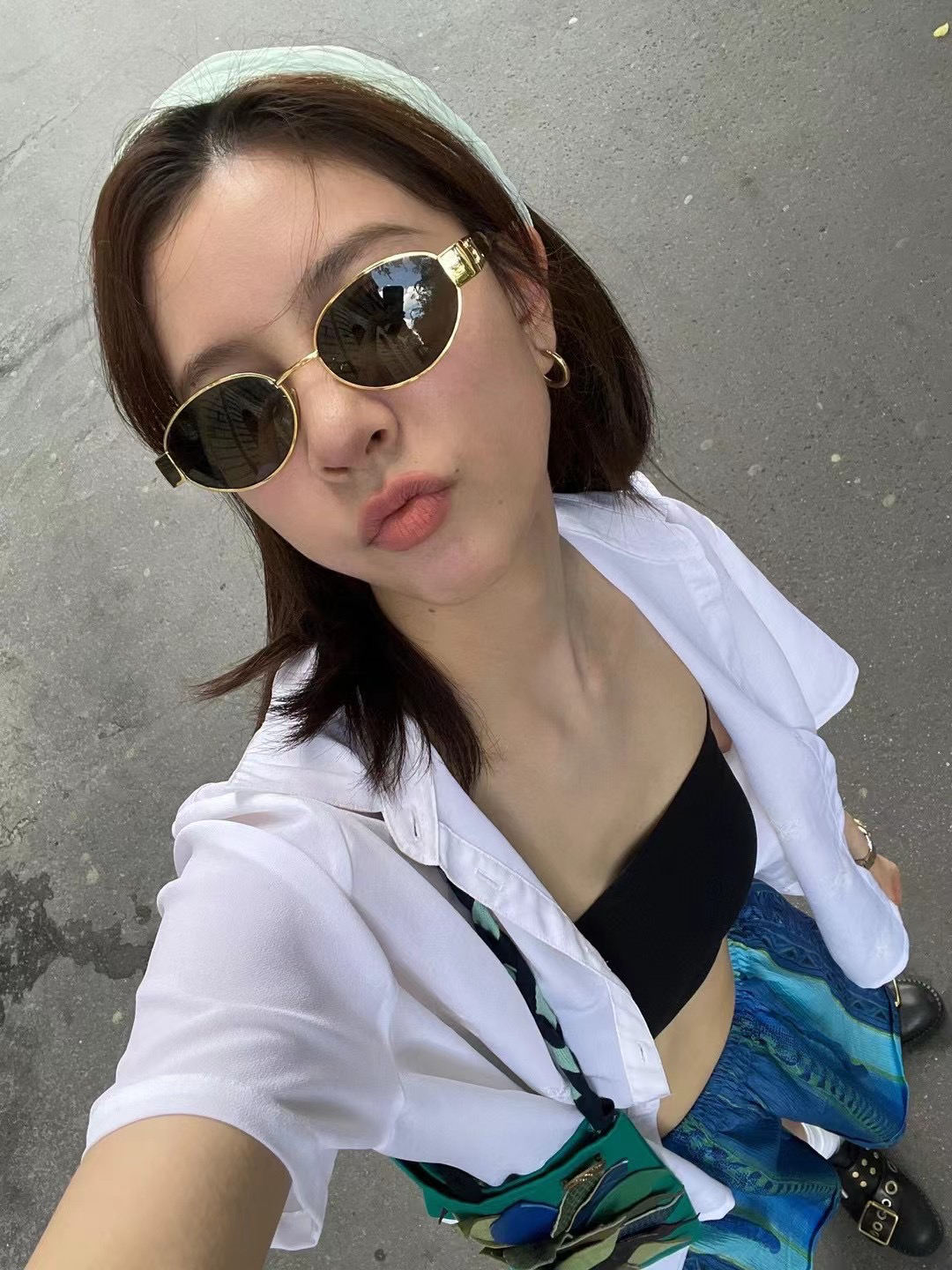美式复古中小框椭圆形偏光墨镜