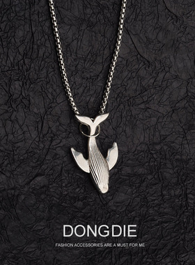 新款鲸落项链万物生男百搭高级感长款鲸鱼潮女气质小众毛衣链学生