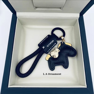 马上有钱手工牛皮汽车钥匙扣挂件精致简约个性男女情侣钥匙链挂绳