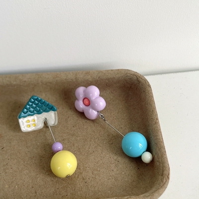 原创手作耳环夏季多巴胺奶油系