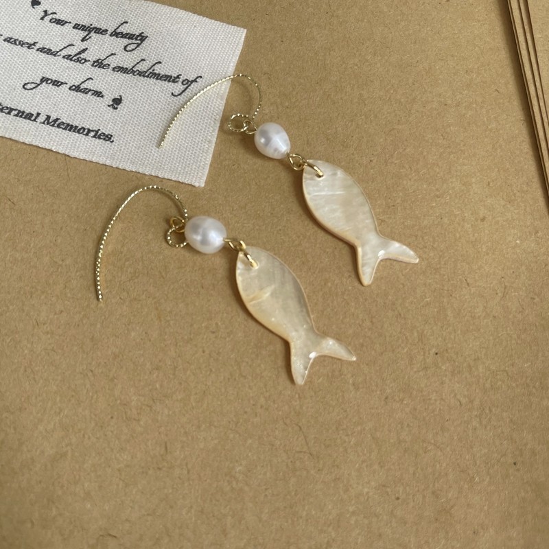 原创手作耳环天然贝壳小鱼珍珠耳环文艺复古鱼耳环,饰品/流行首饰/时尚饰品新,耳环,淘宝优惠券,粉丝福利购,淘宝优惠卷