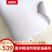弱溶剂背胶自粘化纤油画布细纹哑光帆画布快干防水卷筒装 饰喷绘布