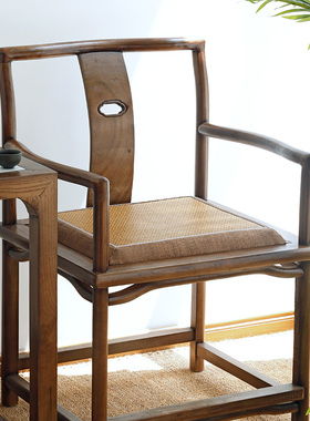 红木家具坐垫夏季中式实木椅子记忆棉40x45cm藤席凉席透气椅垫