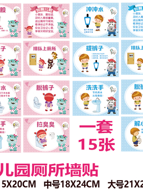 上厕所卫生间卡通标识贴洗手步骤