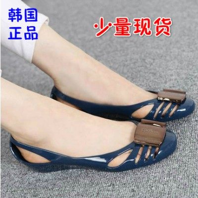 女鞋东大门2025春夏新款镂空编织软内增高方扣坡跟凉鞋下雨鞋