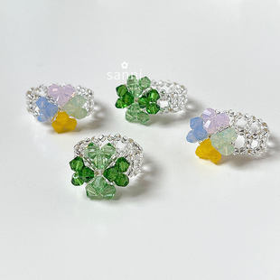 lucky 清新可爱梦幻四叶草 ｜ 幸运草戒指 SANNI 均码 清澈绿意