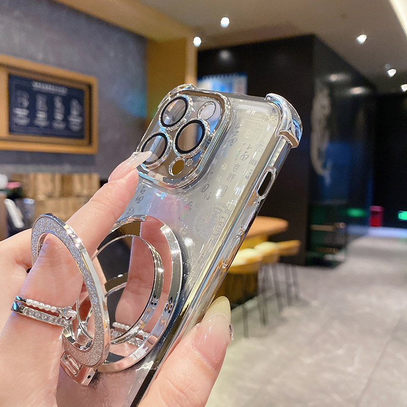 适用OPPOA5 PRO手机壳5G透明oppo a5pro气囊四角防摔带镜头膜PKP110百福图闪粉支架镜子手机壳全包边软硅胶壳