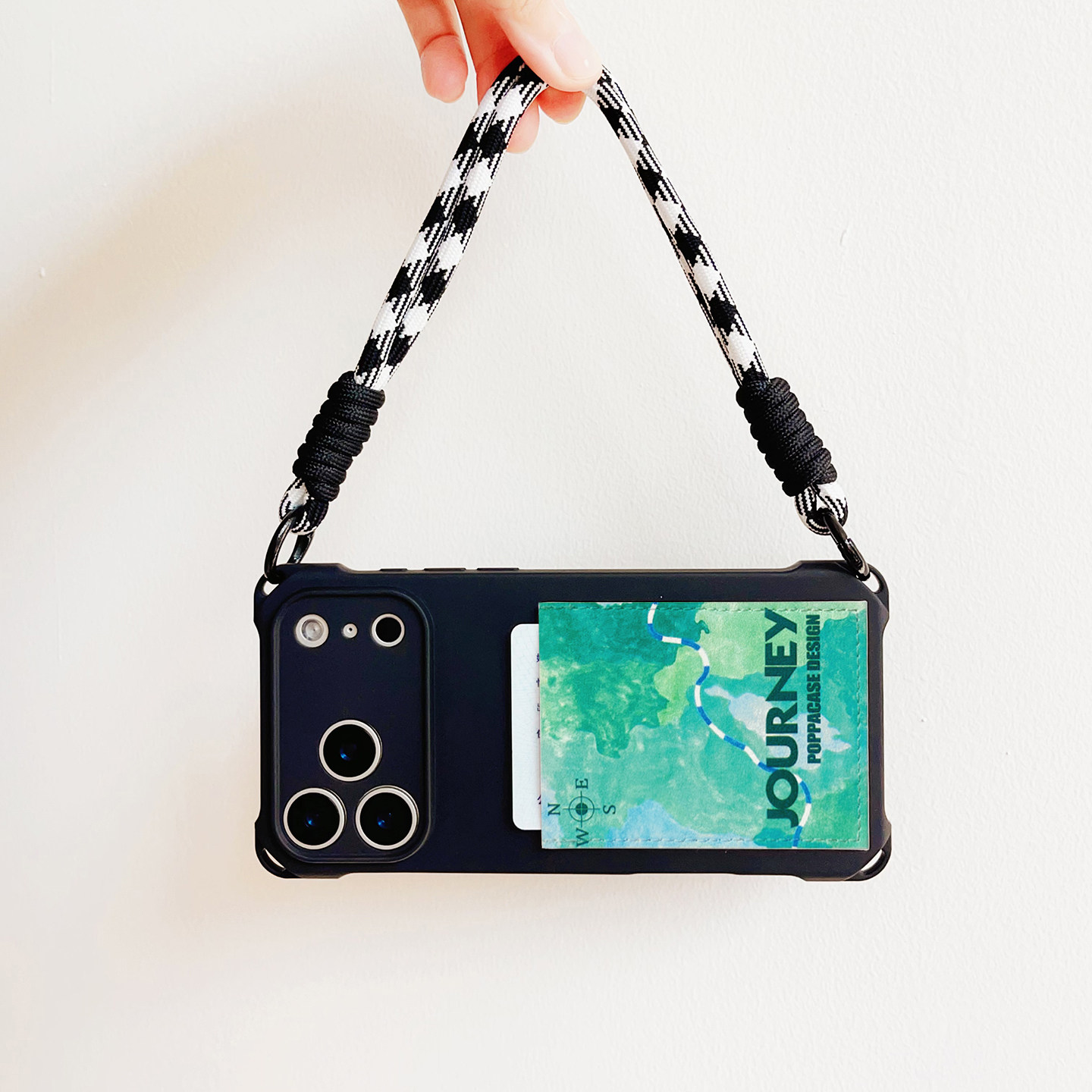 旅行指南针文艺带卡包手机壳装卡iphone17promax独立皮质插卡17pro苹果16promax交通卡套15/14/13/12挂绳防摔