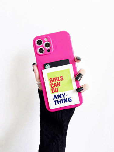 Girls Can Do Anything女孩能行Phone16promax手机壳带卡包插卡16pro苹果15/14/13门禁身份证15pro软壳16装卡 - 封面