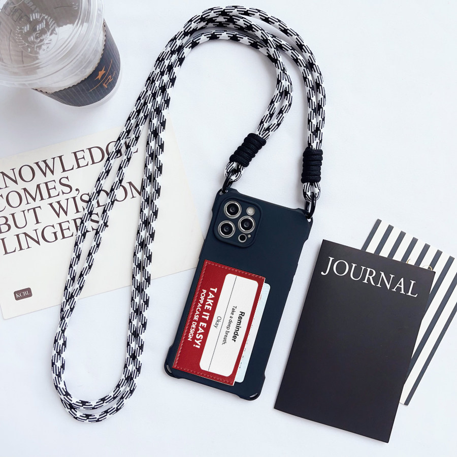 自洽提示框独立空间卡包斜挎苹果15promax插卡手机壳iPhone14pro电梯门禁15pro卡套13/12/14挂绳XR斜背软K015