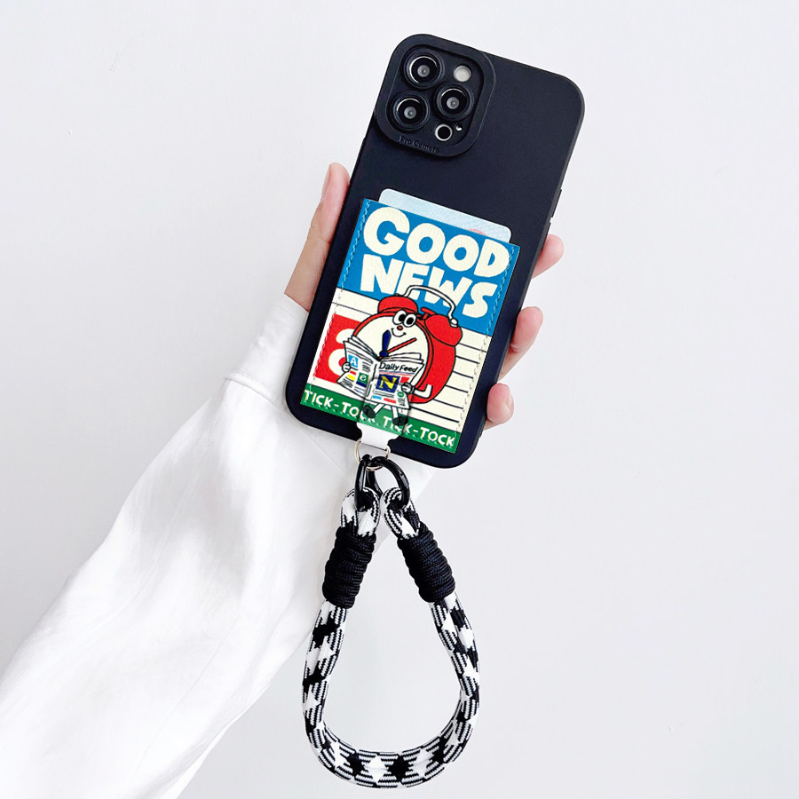 B035好事闹钟挂绳卡套手机壳适用iphone16promax电梯门禁15pro苹果13/12/15独立插卡包14promax防摔16pro软XR