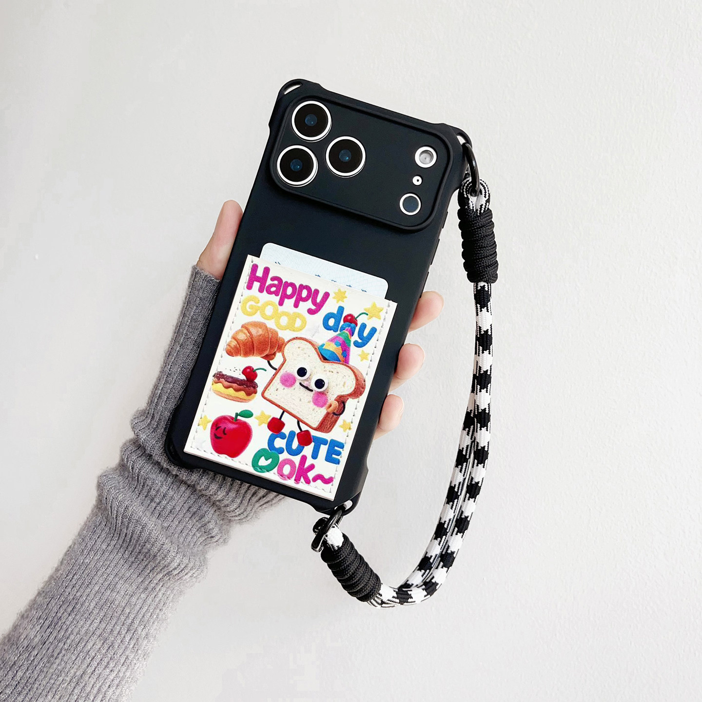 水果可爱装卡手机壳带卡包苹果17promax独立软皮质卡套iPhone16promax证件交通卡贴15/14/13挂绳15promax旅游