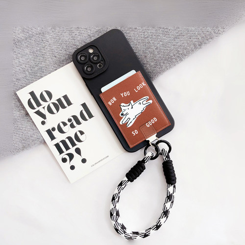 ins可爱小狗独立卡套带插卡手机壳全软防摔适用iphone16promax卡包16pro苹果16/13/12/15卡槽15pro挂绳XR收纳