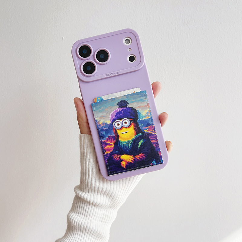 蒙娜丽莎趣味薄款卡贴手机壳带卡包苹果17promax独立卡槽iPhone17promax装卡套16promax身份证交通卡15/14/13