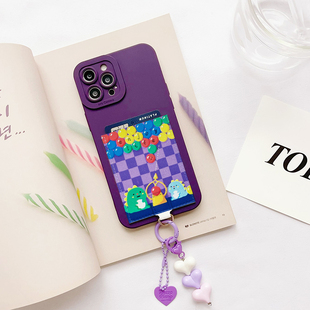 趣味泡泡龙 软皮质独立装卡手机壳带卡包苹果17/16/15/14防摔iphone17promax交通12卡套16pro门禁17pro小众13