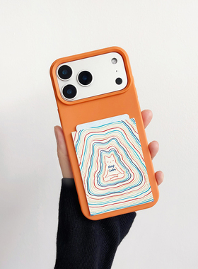 瑜伽打坐猫咪装卡手机壳带卡包iphone17promax独立软皮质插卡16promax交通卡套15/14/13大孔17pro身份证15pro