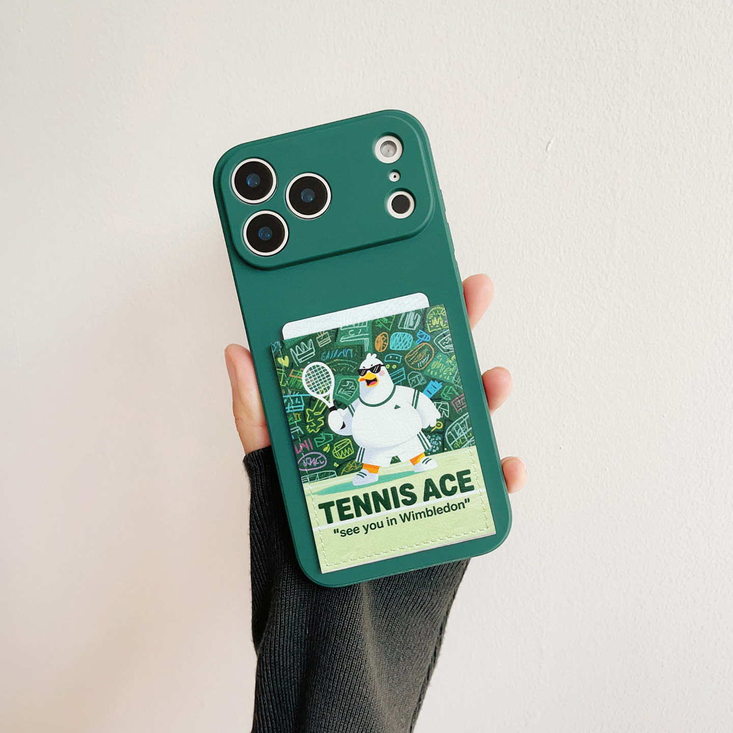 打网球鸭带卡包手机壳收纳证件苹果17promax精孔16promax防摔iPhone17pro独立软皮质装卡套14/15旅游17插卡贴