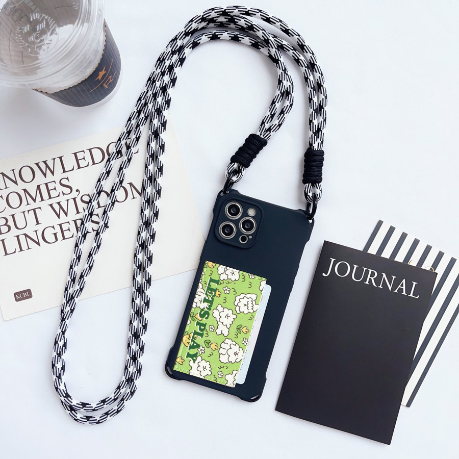 草地小狗独立空间卡包斜挎苹果15promax插卡手机壳iPhone14pro电梯门禁15pro卡套13/12/14挂绳X斜背se3软L012