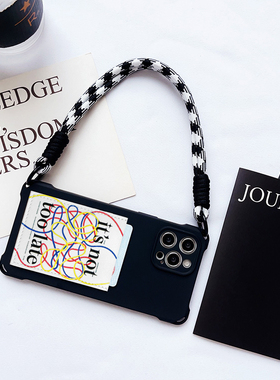 NOT TOO LATE为时未晚创意卡包手机壳适用iPhone16promax苹果16pro背贴卡套16/15/14挂绳防摔13/PRO/MAX软壳X