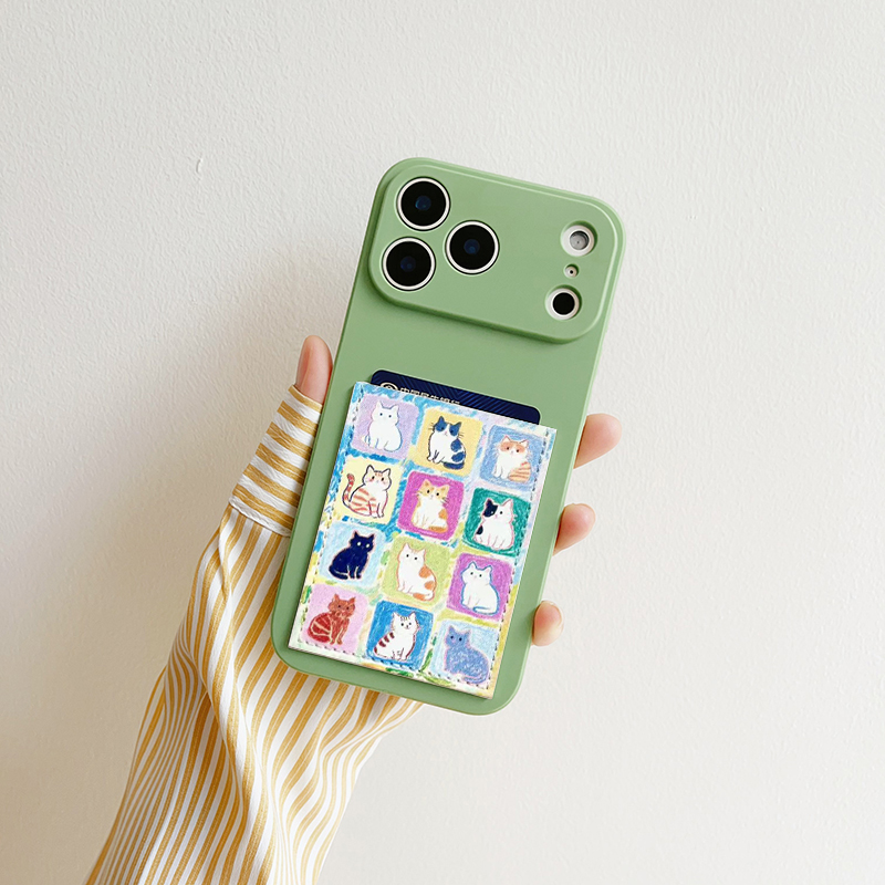 猫咪集合 可爱插卡手机壳带卡包苹果17promax装卡套iphone16promax交通卡槽17pro身份证16pro精孔17/15/14/13
