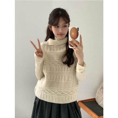 翻领毛衣针织纯色马甲