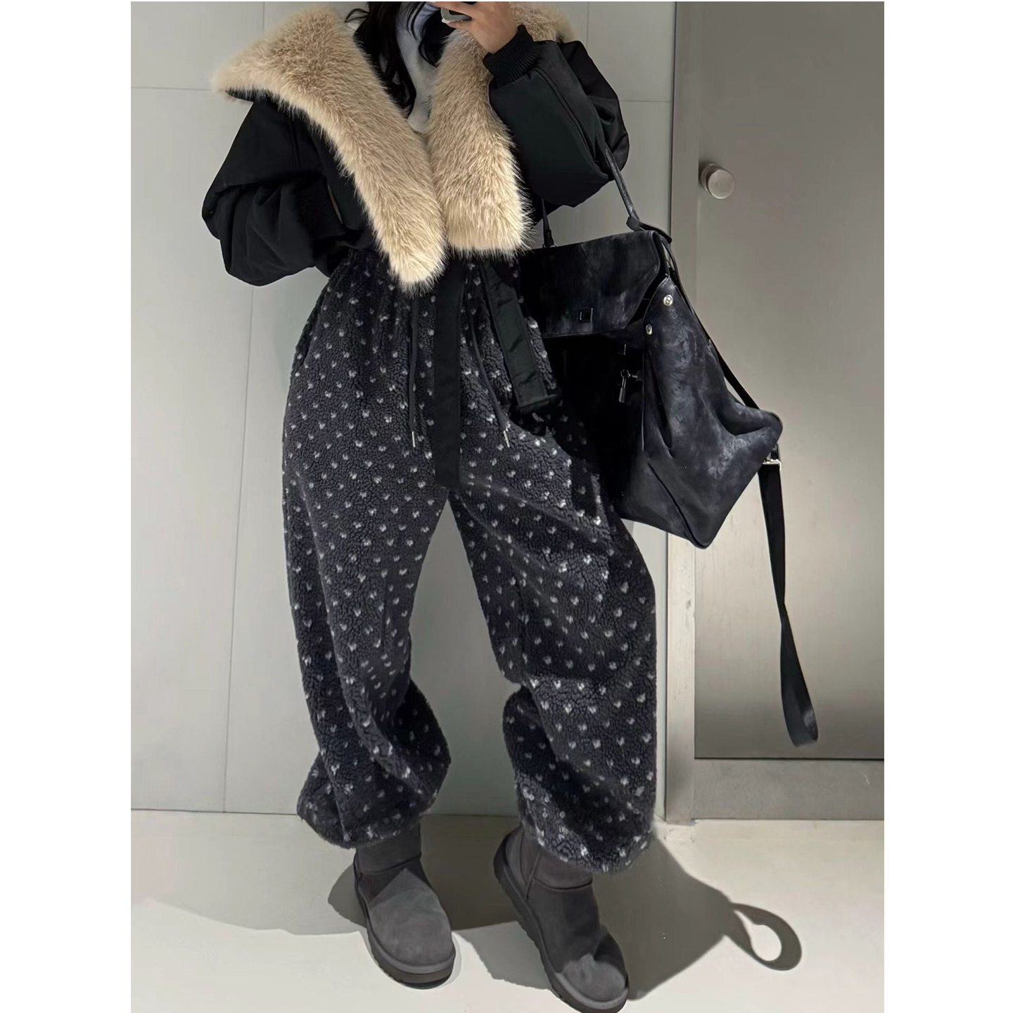 束脚保暖加绒摇粒绒卫裤休闲裤女